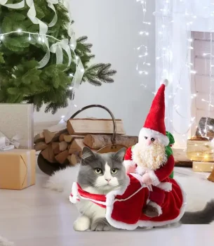 Christmas Dog Costume Santa Claus Clothes Riding Pet Cosplay Costumes Cosplay Costume Funny Dressing Up Outfit Clothes Suits Hat