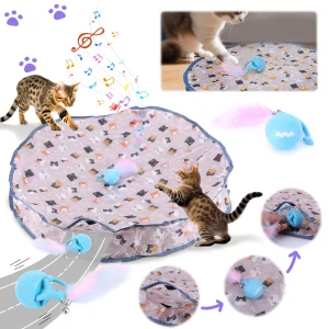 Interactive Cat Toy Ball Fast Rolling in Pouch Motion Activate Chirping Cat Toy Reusable for Pet Hide and Seek Game Accessories