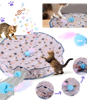 Interactive Cat Toy Ball Fast Rolling in Pouch Motion Activate Chirping Cat Toy Reusable for Pet Hide and Seek Game Accessories