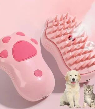 Cat Steam Brush for Shedding, Rechargeable 3 in 1 Grooming Tool for Massaging, Self-Cleaning