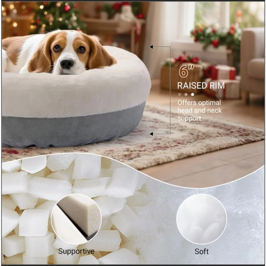 Round Calming Washable Pet Bed for Small and Medium Dogs and Cats 18 Inch Cozy Soft Design with SlipResistant Bottom Ideal for - Image 2