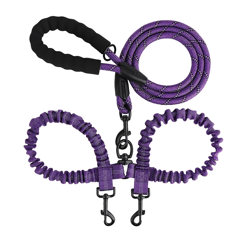 Pet Dog Double Leashes Elastic Rope Two Heads Nylon Two Dogs Collars Harness Leads Dog Leashes Dogs Leash Way Coupler Walk Two - Image 10