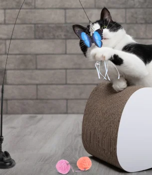 Pet Cat Toy Set Suction Cup Toy Set Detachable Teaser Stick Set Replacement Head Toy Suit for Cat Training Playing Accessories