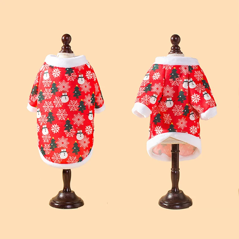 Hot autumn and winter Christmas pet clothes, comfortable and warm cartoon printed pet cat and dog clothes - Image 3