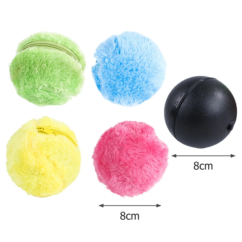 Interactive Toys Pet Electric Balls No Toxic 5pcs Automatic Dog Cat Balls Funny Rolling Toys with 4 Plush Caps for Home Cleaning - Image 6