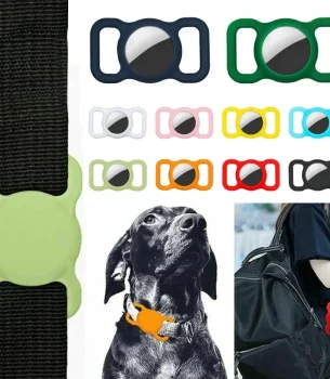Silicone Case Compatible with Airtags Pet Collar Protective Cover for Cats Dogs Strap Band Pet Loop Holder