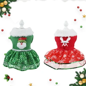 Pet Christmas Dress Dog Christmas Costume Skirt Christmas Bling Dog Dress Christmas Dress Up Supplies