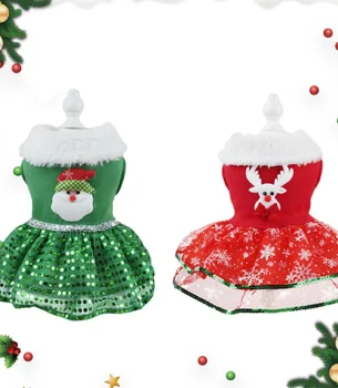Pet Christmas Dress Dog Christmas Costume Skirt Christmas Bling Dog Dress Christmas Dress Up Supplies