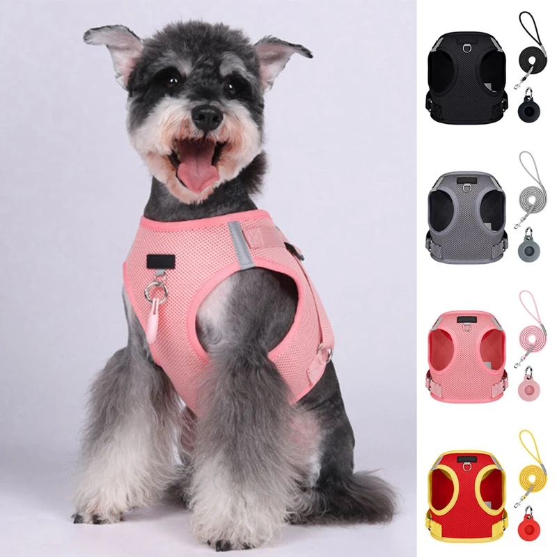 Pet Harness With Airtag Tracker And Leash Sets Puppy Cat Chest Strap For Small Medium Dogs Cat Harnesses Vest Outdoor Leads Rope
