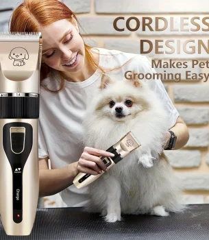 Electric Pet Grooming Kit - USB Rechargeable, Cordless Trimmer for Dogs & Cats , Professional Shaver Tool Set, Dog Grooming