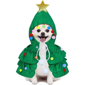 Dog Christmas Outfit Dog Christmas Tree Costume Clothes with Star Orment for Small Medium Cats Dogs Puppy Pets Large