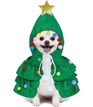 Dog Christmas Outfit Dog Christmas Tree Costume Clothes with Star Orment for Small Medium Cats Dogs Puppy Pets Large