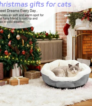 Heated Pet Bed, Machine Washable Thickened Plush Cat Dog Bed - Soft Durable Winter Warm Cushion