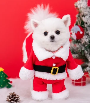 Cat Christmas Outfit Santa Claus Dog Christmas Costume Dog Christmas Clothes for Pet Dogs Cats Party New Year Funny Cosplay
