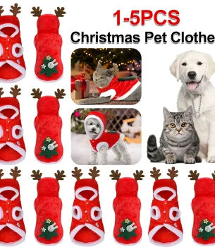 Dog Christmas Costumes Elk Pet Dog Cold Weather Coats Winter Warm Dog Christmas Clothes for Small Dogs Cats