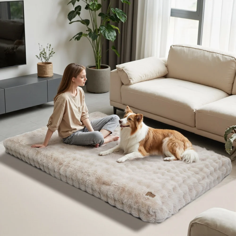 Ultra Plush Dog Bed Soft Pet Cushion Large Dog Crate Puppy Mattress Washable Mat - Image 2