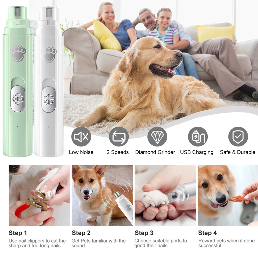 Electric Pet Nail Clipper with Polisher Wheel LED Light Pet Nail Trimmers 500 MAh 2-Speed Paws Nail Cutter for Pet Paws Grooming - Image 2
