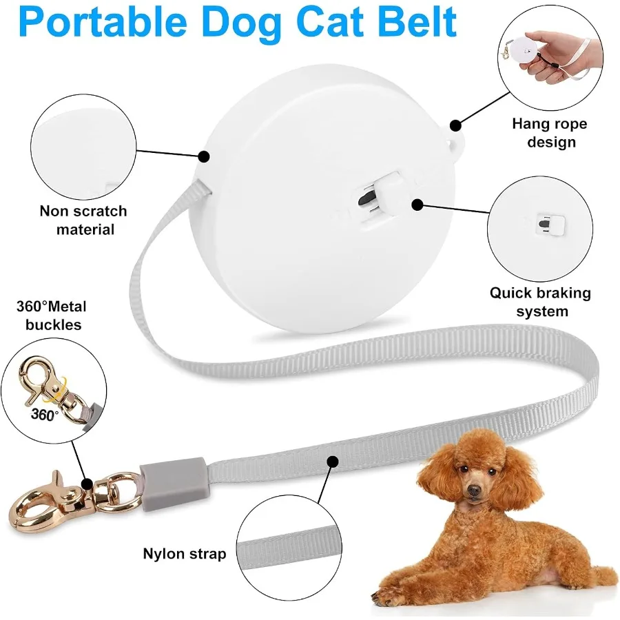 Retractable Dog Leash for Small Dogs Cats up to 11s with 6.5ft AntiPull Strong Nylon Tape Hands Free Mini and Portable Walking - Image 3