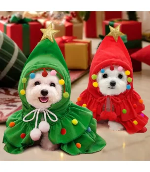 Merry Christmas Pet Clothes Dog Cloak Pet Cape And Shawl Puppy Cosplay Santa Tree Costume Happy Festival Coat Supplies Wholesale