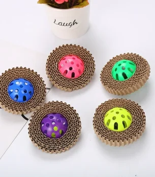 Pet Cat Toys Corrugated Paper Plastic Ball Soundmaking Cat Claw Board Pet Supplies