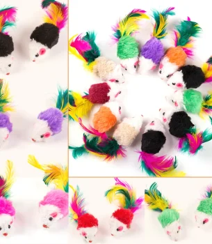 10 Pcs False Mouse Cat Toys Colorful Feather Plush Cat Mouse Toys Kitten Toys Pet Toys for Indoor Cats Kitten Puppy Pet Supplies