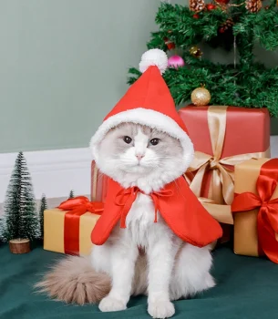 Pet Cat Dog Cape Change Into Santa Cape Deer Red Riding Hood Warm Plush Kawaii Comfortable Windproof Repeat Costume
