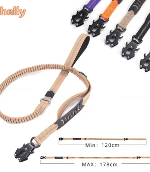 Heavy Duty Dog Leash for Large Dogs Shock Absorbing Bungee Tactical Dog Leash with 2 Padded Handle Strong No Pull Dog Leash