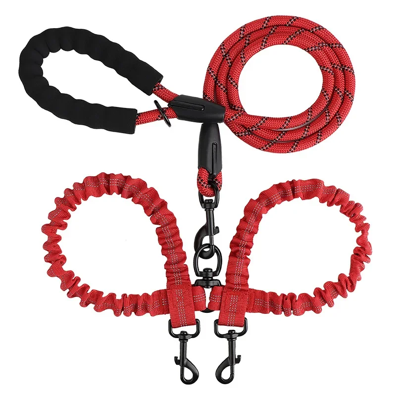 Pet Dog Double Leashes Elastic Rope Two Heads Nylon Two Dogs Collars Harness Leads Dog Leashes Dogs Leash Way Coupler Walk Two - Image 9