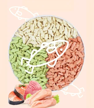 Cat Fish Shape Biscuit, Cat Treats for Hairball Support and Teeth Cleaning, Chicken Flavored Hairball Treats for Cats