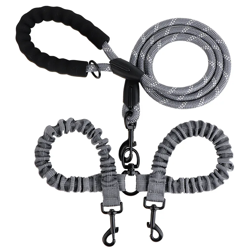 Pet Dog Double Leashes Elastic Rope Two Heads Nylon Two Dogs Collars Harness Leads Dog Leashes Dogs Leash Way Coupler Walk Two - Image 16