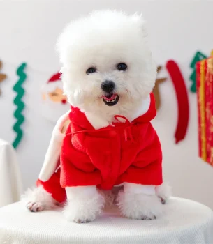 Festive Dog Costume with Cozy Pouch Stylish Button-Up Christmas Dog Hoodie for Cold Weather Season