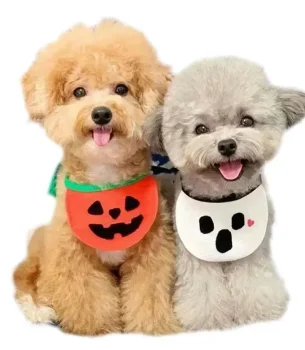 Halloween Dog Cat Lace Saliva Towel Bib Pumpkin Ghost Festival Christmas Pet Supplies Clothes Party Decoration Supplies Gift