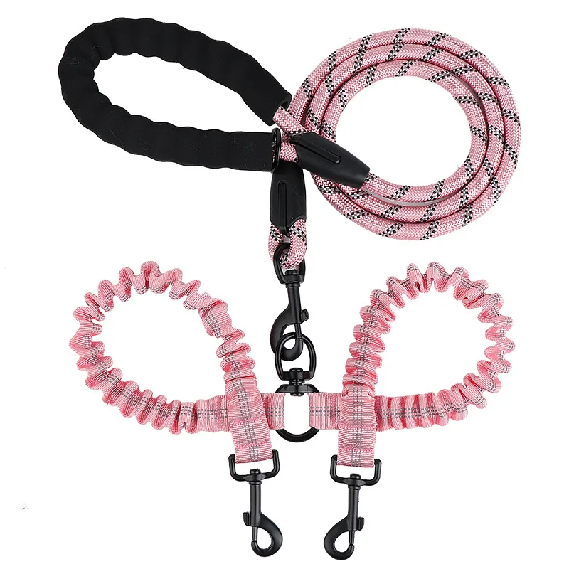 Pet Dog Double Leashes Elastic Rope Two Heads Nylon Two Dogs Collars Harness Leads Dog Leashes Dogs Leash Way Coupler Walk Two - Image 11