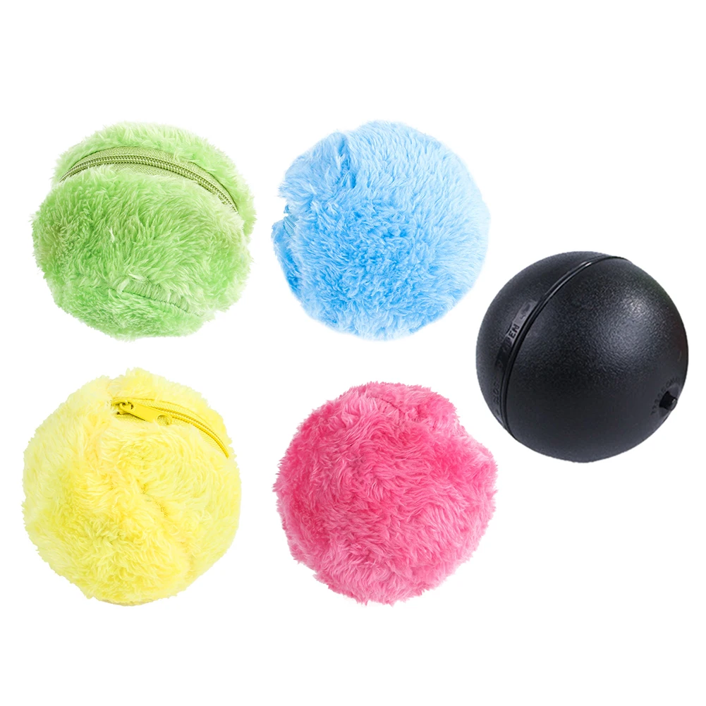 Interactive Toys Pet Electric Balls No Toxic 5pcs Automatic Dog Cat Balls Funny Rolling Toys with 4 Plush Caps for Home Cleaning - Image 3