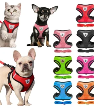 Dog Harness Walking Lead Leash For Small Dogs Collar Polyester Adjustable Mesh Puppy Cat Harness Vest For Medium Pet Accessories