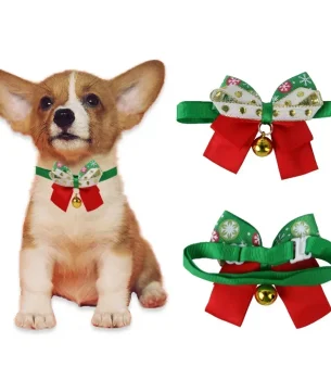 New Year's Christmas Pet Collar with Bell Cute Bow Tie Pet Cat Dog Collar Bow Tie Kitten Puppy Chihuahua Pug Collar