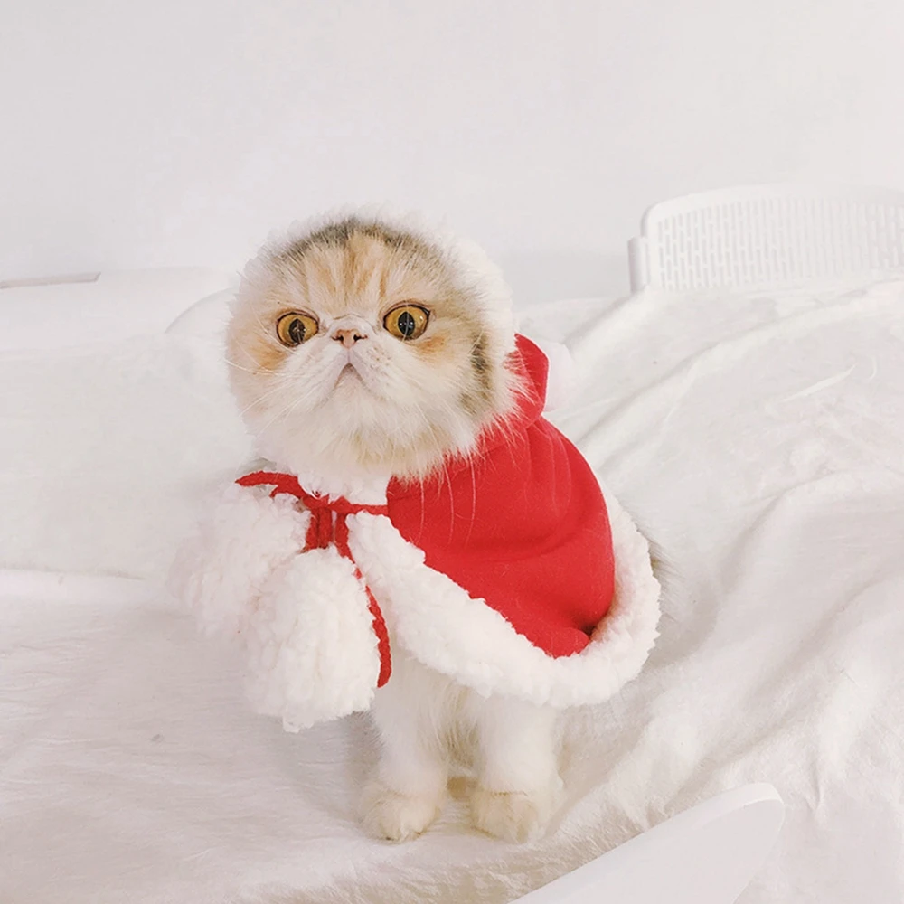 Pet Cat Dog Cape Change Into Santa Cape Deer Red Riding Hood Warm Plush Kawaii Comfortable Windproof Repeat Costume - Image 2