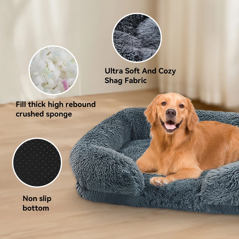 Thickened orthopedic dog bed for large dogs - egg sponge, easy to remove and wash plush cover, durable pet furniture, - Image 5