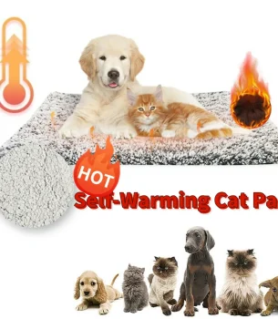 Self-Warming Cat Bed Pad Self-Heating Thermal Cat Dog Bed Mat Washable Pet Sleeping Mat Comfortable for Indoor Cats & Small Dogs