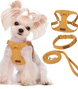 Small Dog Harness Collar and Leash Set, No Chock No Pull Soft Mesh Adjustable Dog Vest Harnesses for for Puppy Small Dogs