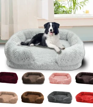 Thickened orthopedic dog bed for large dogs - egg sponge, easy to remove and wash plush cover, durable pet furniture,