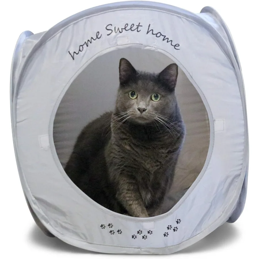 Home Sweet Home Pop Up Cat Cube. A Collapsible Indoor Cat House. Covered Pet Bed Hideaway Cave for Dogs and Other Pets Too. Pop - Image 4